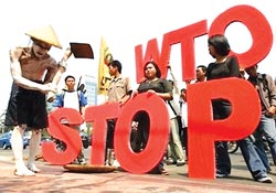 Nông dân Indonesia biểu tình phản đối WTO ở thủ đô Jakarta.
